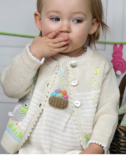Handmade Knit Baby/ Toddler Easter Bunny Cardigan, Fair Trade