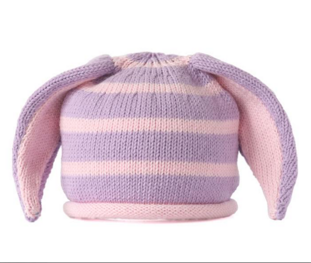 Handmade & Fair Trade Knit Pink & Purple  Baby & Toddler Bunny Ear Hat