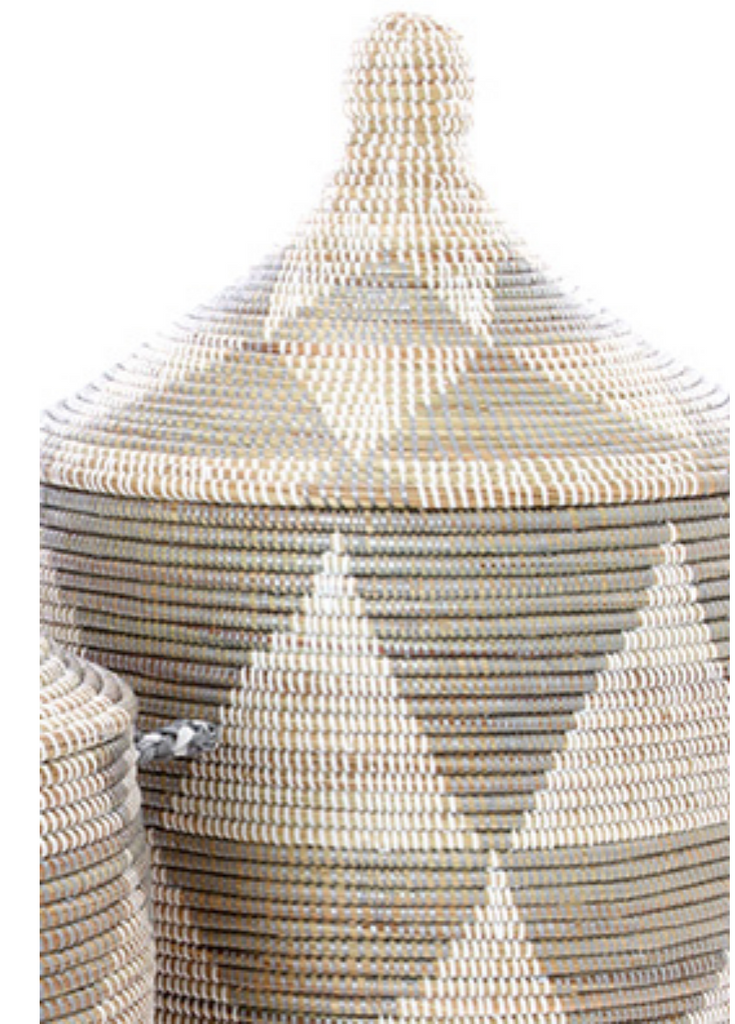 Large Silver Diamond Storage Basket, Fair Trade- Eco-Friendly