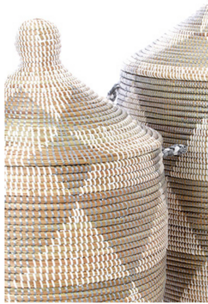 Medium Silver Diamond Storage Basket, Fair Trade- Eco-Friendly