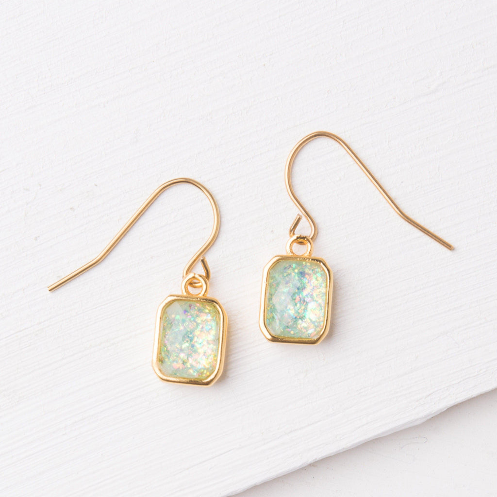 Sky Blue Opal & Gold Earrings- Give Freedom to Women & Girls!