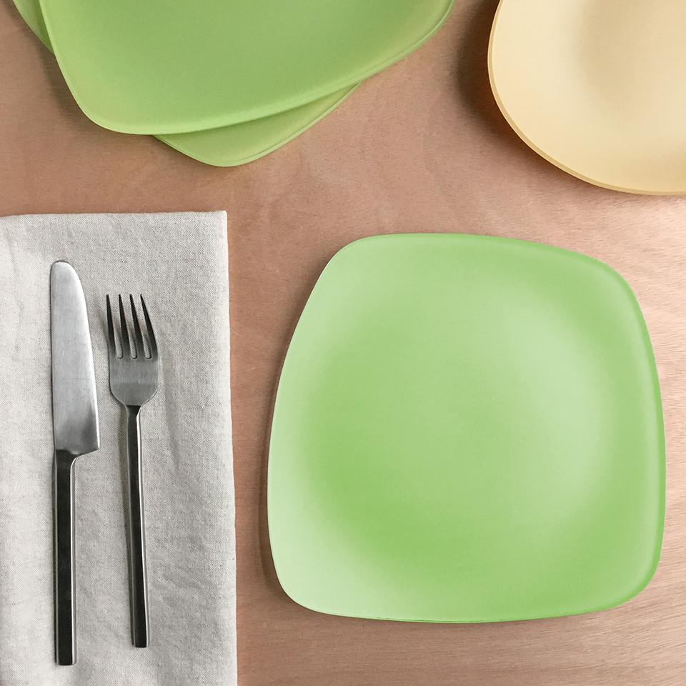 Set of 4 Recycled SeaGlass Form Plates-9" - Made in USA - Lead and Cadmium Free - Give Back Goods