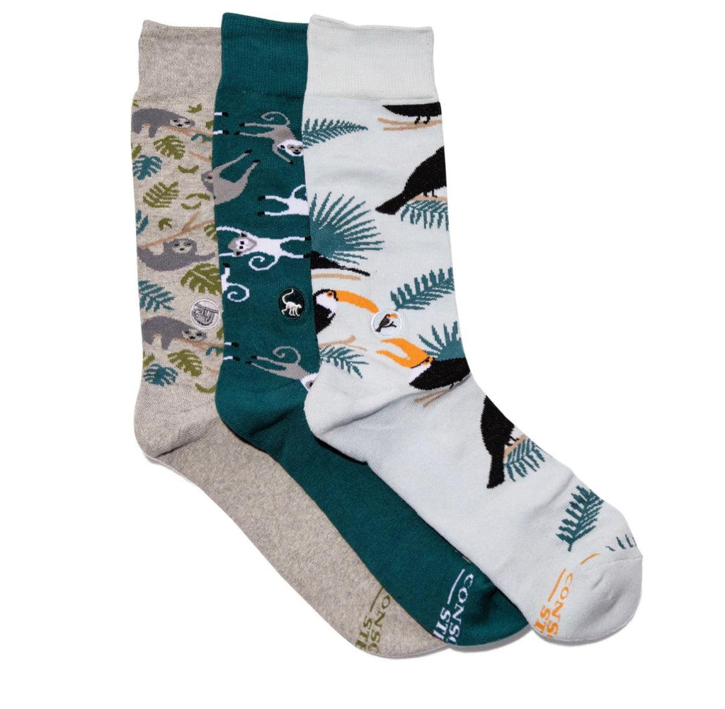 3 Pairs of Organic Socks in Gift Box that protects the Rainforest