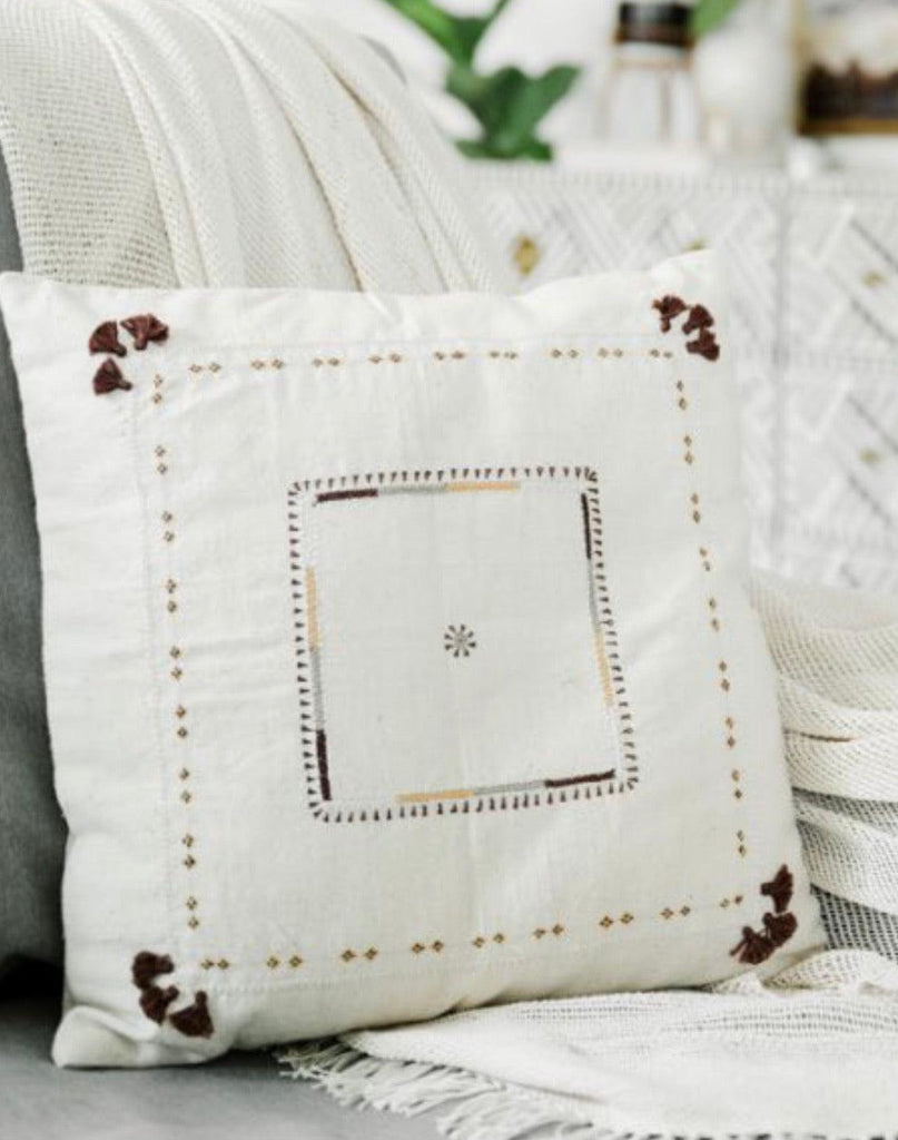 Hand loomed Organic cotton embroidered Pillow, Eco-Friendly, Fair Trade