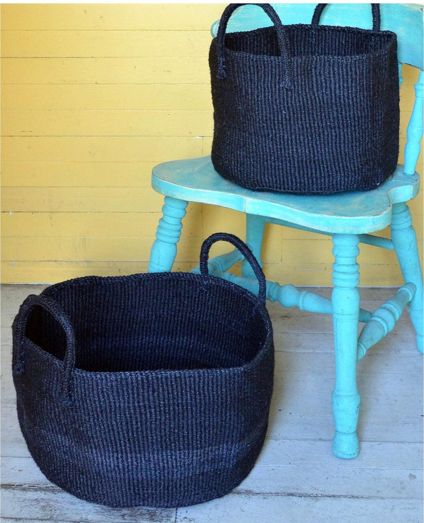 Handwoven Black Laundry Storage Baskets, small or large, Kenya, Fair Trade