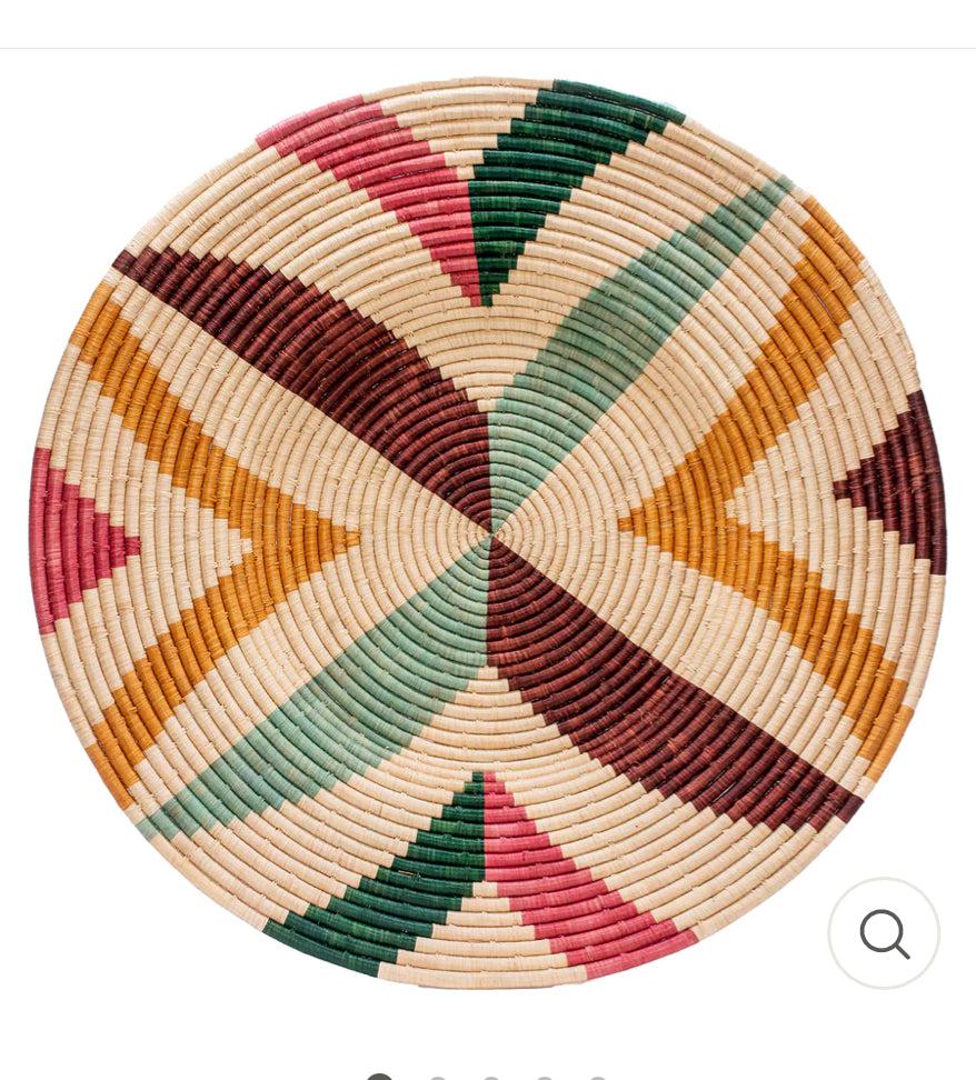 32” Hand Woven Basket Plate Wall Art, Fair Trade, Rwanda