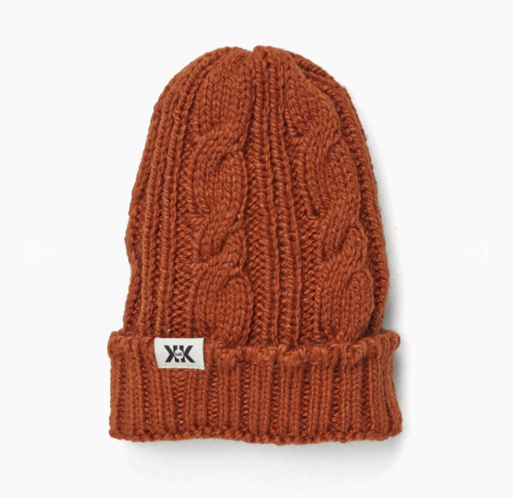 Hand Knit Alpaca Rust Kids Beanie Hat- Fair Trade