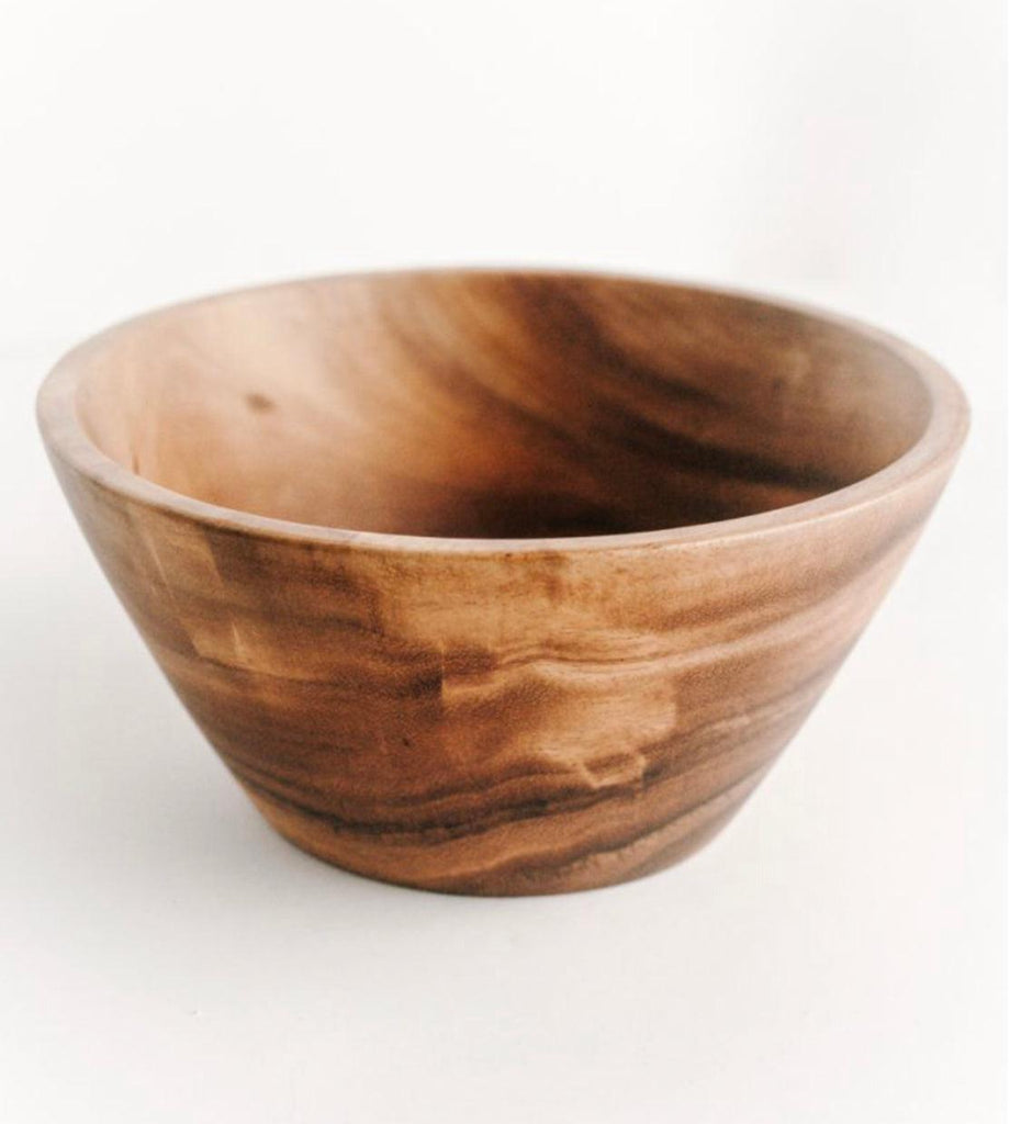 Hand Carved Acacia Wood 9.5” Salad Bowl - Fair Trade and Sustainably Harvested