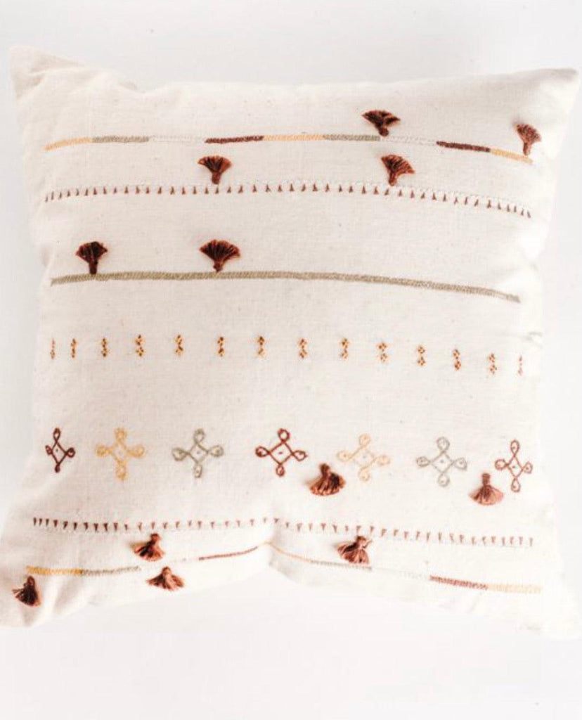 Hand loomed Organic cotton embroidered Pillow, Eco-Friendly, Fair Trade