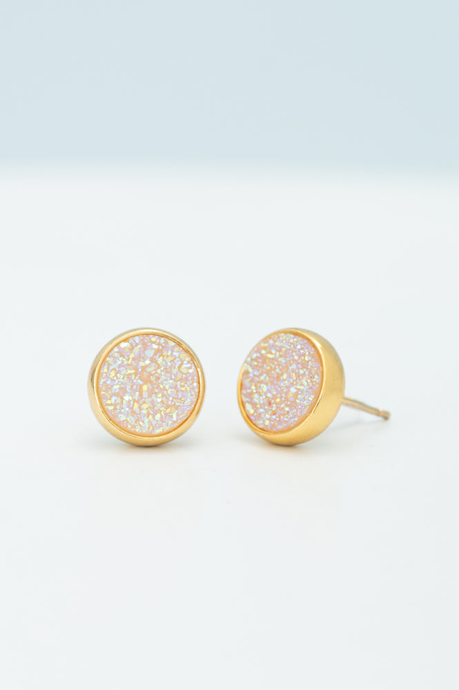 White Agate Gold Stud Earrings - Give Freedom & Hope to Women!