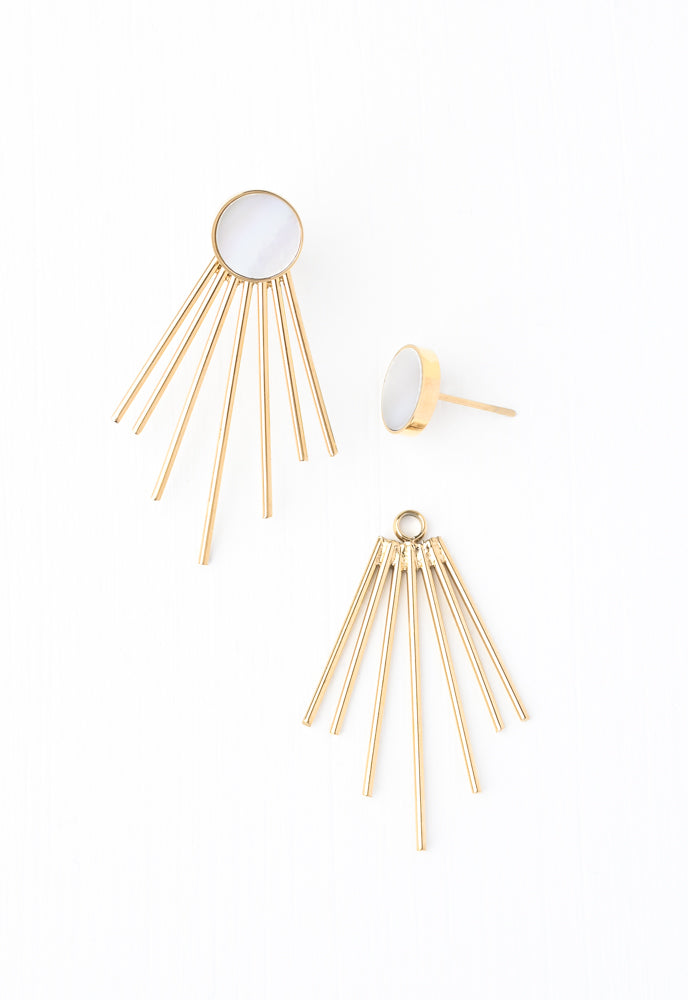 Mother of Pearl Gold Stud & Fringe Earrings, Give Freedom & Hope To Women!