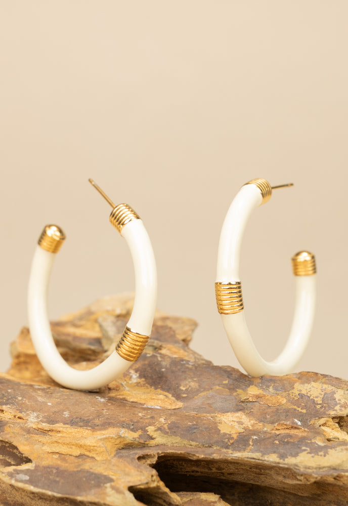 Hope Hoop Earrings in Ivory, Gives Freedom to exploited women!