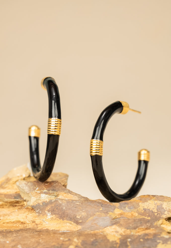 Hope Hoop Earrings in Black, Give Freedom to Women