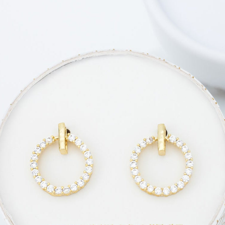 Circle Gold Zircon Stud Earrings- Made By Survivors