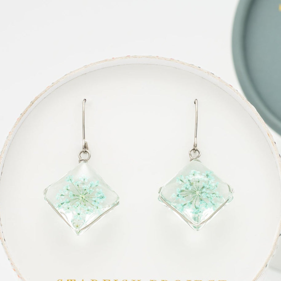 Mint Flower Crystal Drop Earrings- Made By Survivors