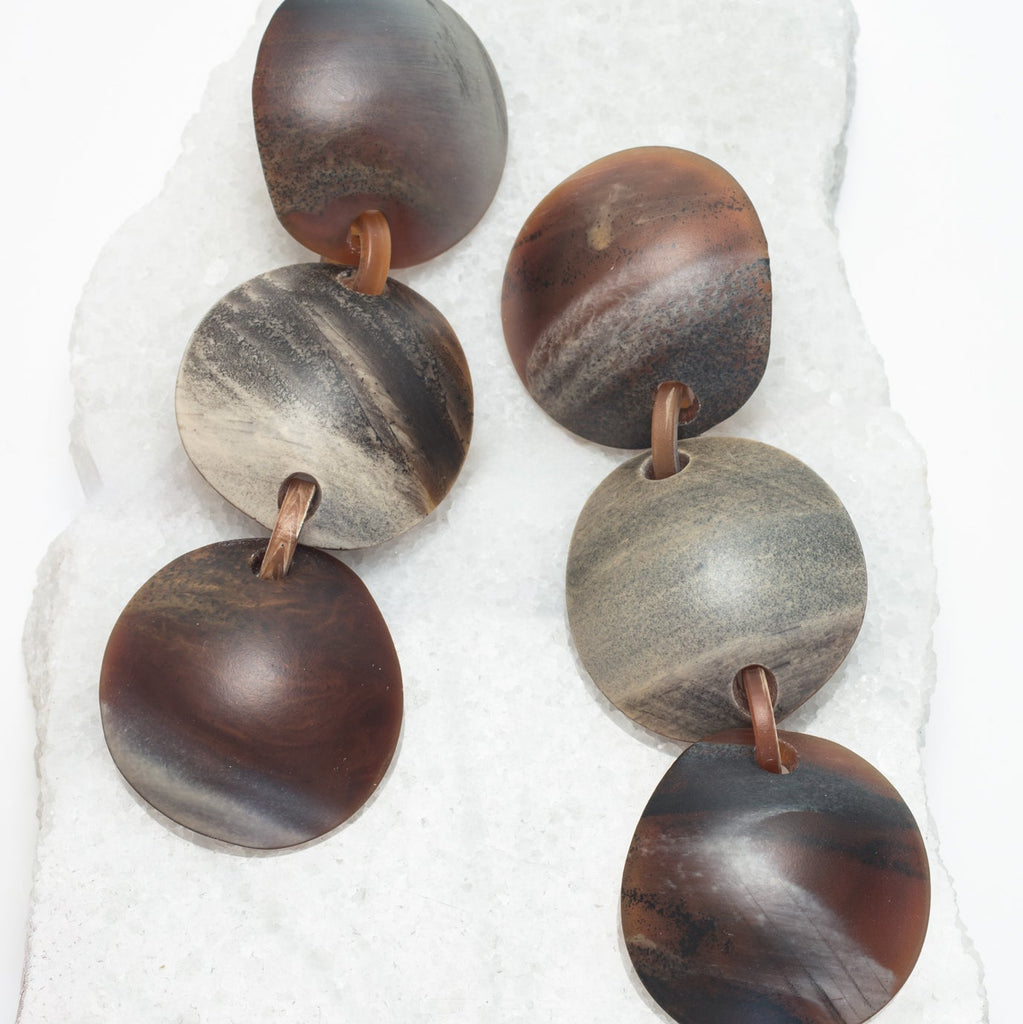 Circle Drop Marbled Earrings - Supports Women Survivors