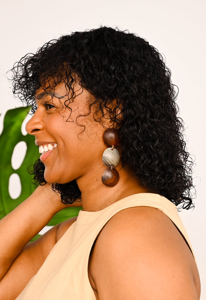 Circle Drop Marbled Earrings - Supports Women Survivors