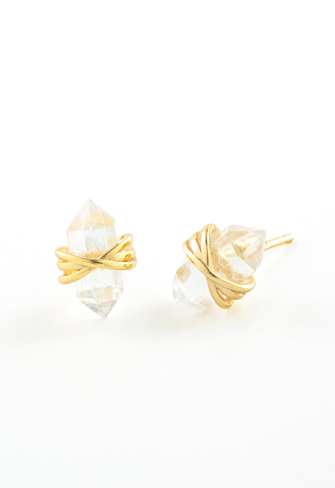 Gold Wrapped Crystal Stud Earrings, Give Freedom to Women!