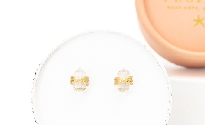 Gold Wrapped Crystal Stud Earrings, Give Freedom to Women!