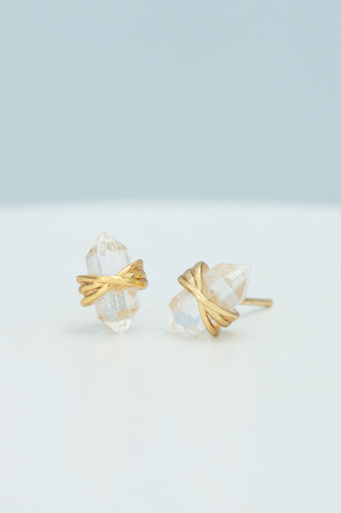 Gold Wrapped Crystal Stud Earrings, Give Freedom to Women!