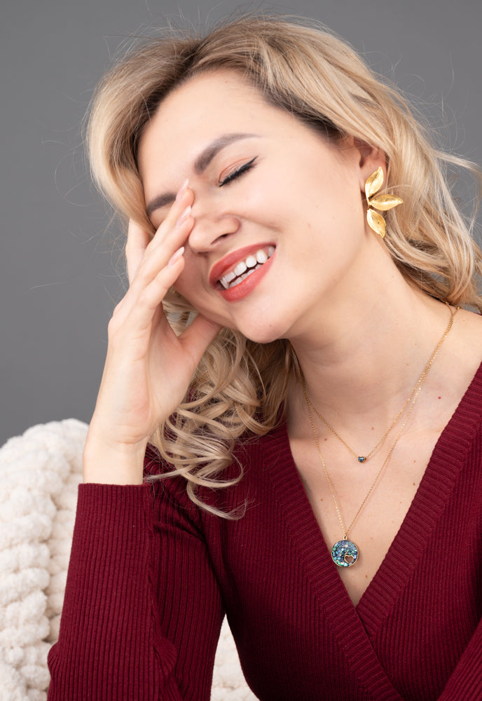 Gold Leaf Branch Earrings - Supports Survivors
