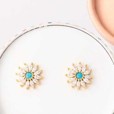 Zircon Turquoise Star Stud  Earrings - Gives Freedom to Women