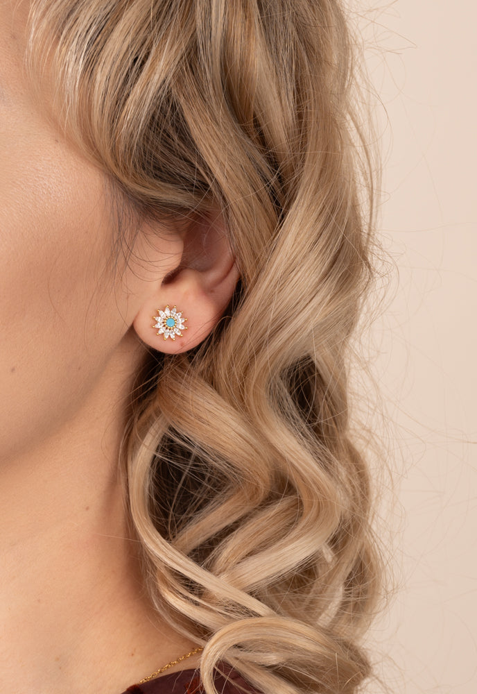 Zircon Turquoise Star Stud  Earrings - Gives Freedom to Women