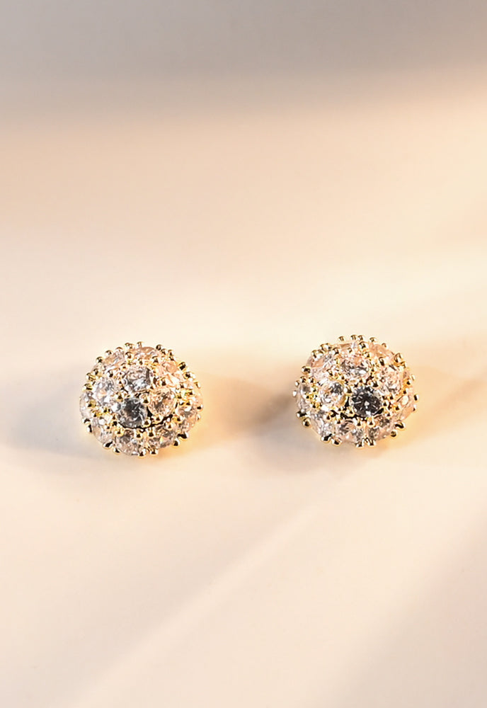 Zircon Stud Earrings in Gold - Supports Women Survivors