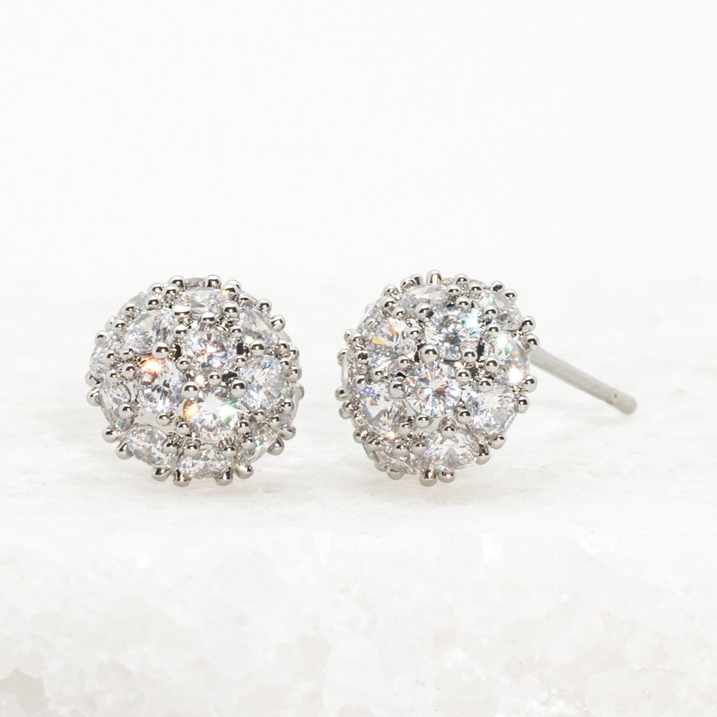 Zircon Stud Earrings in Platinum- Made By Survivors