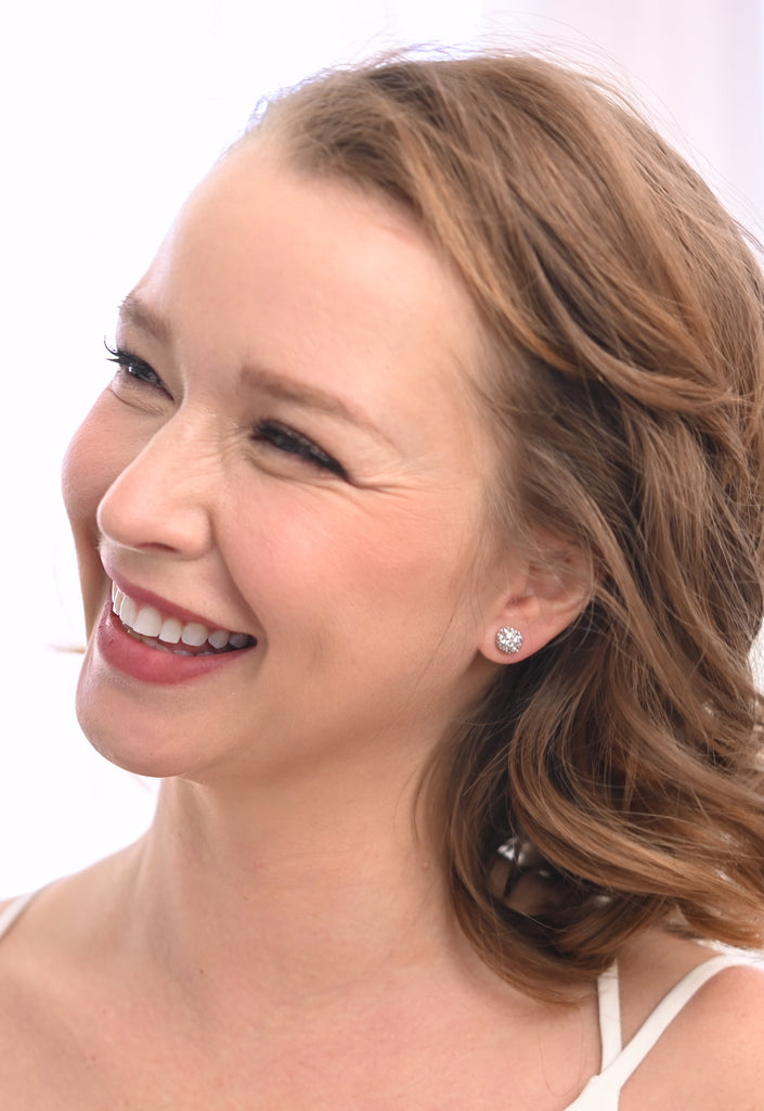 Zircon Stud Earrings in Platinum- Made By Survivors