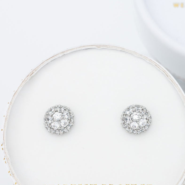 Zircon Stud Earrings in Platinum- Made By Survivors