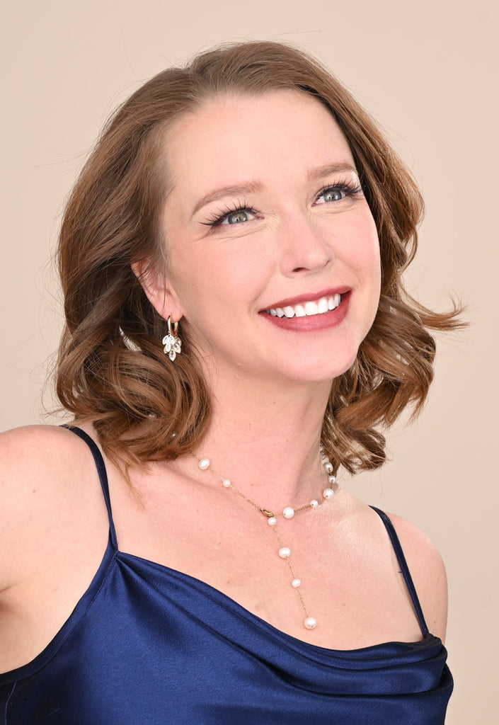 Golden Crystal Laurel Earrings- Supports Women Survivors