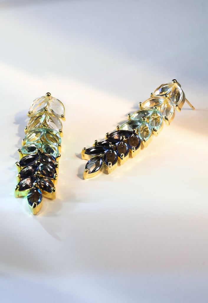 Crystal Leaf Earrings- Supports Women Survivors