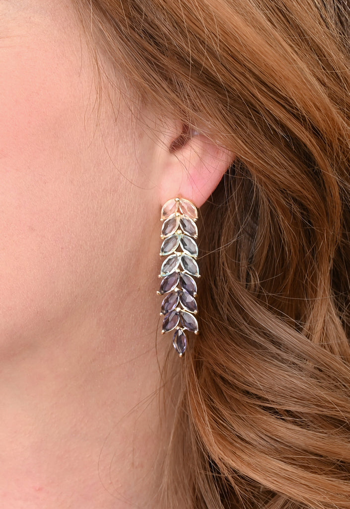 Crystal Leaf Earrings- Supports Women Survivors