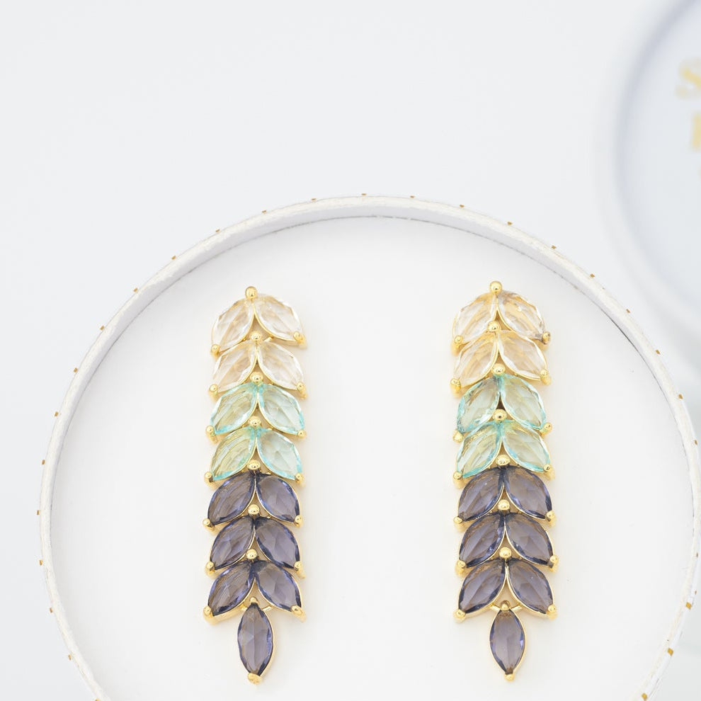 Crystal Leaf Earrings- Supports Women Survivors