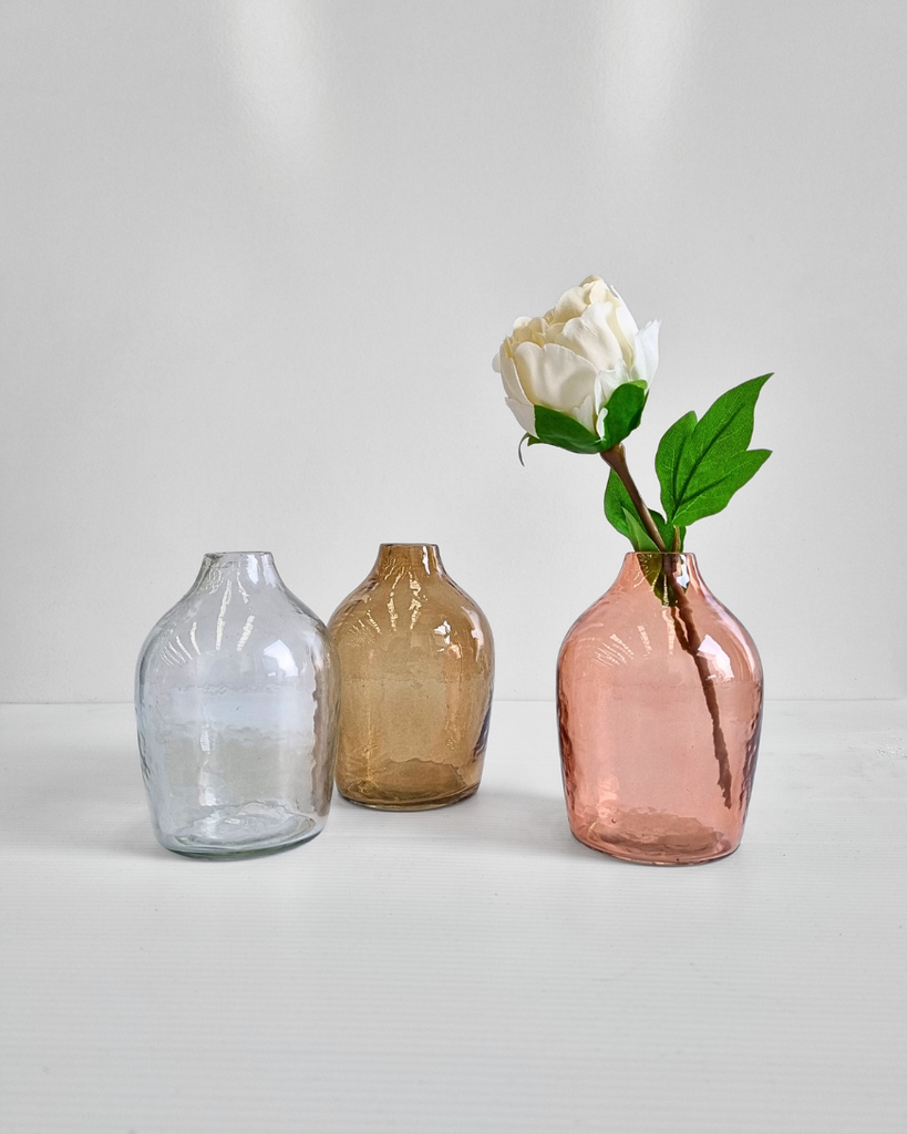 Medium Handblown Hammered Bud Vase, Fair Trade, India