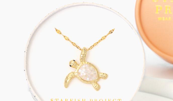 Gold Turtle Necklace in Mother of Pearl, Give Freedom to Women!