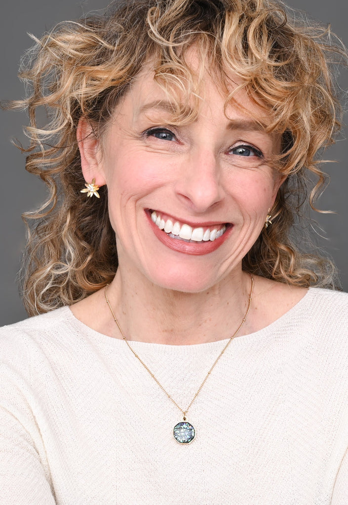 Abolone & Mother of Pearl Gold Locket Necklace - Supports Women Survivors