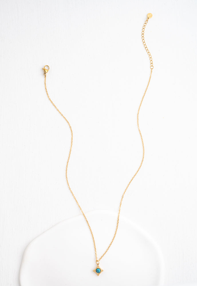 Gold Turquoise Compass Rose Necklace - Made by Survivors