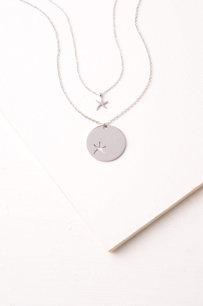 Silver Starfish Pendant Necklace Set - Give Hope & Freedom To Women!