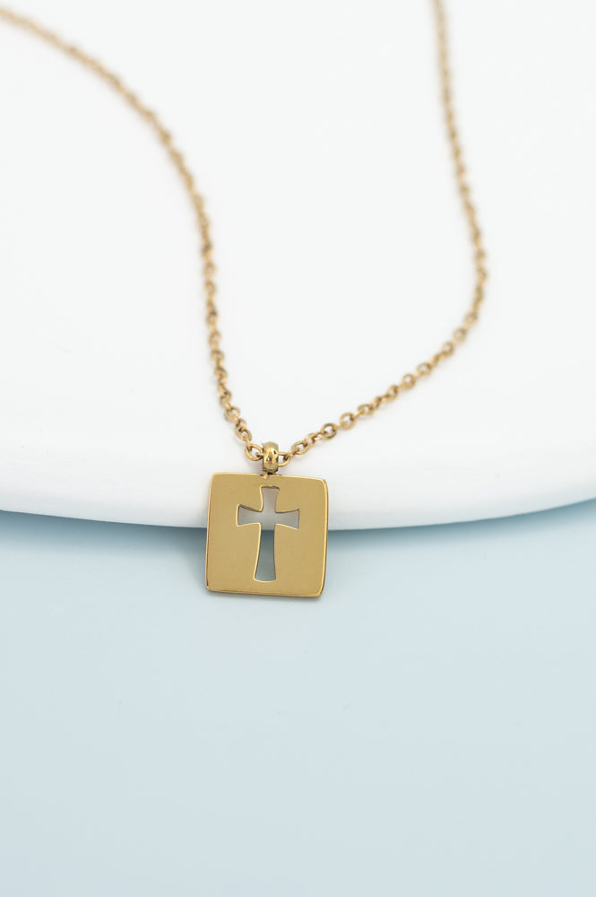 Gold Cross Cutout Necklace, Give Freedom to Women!