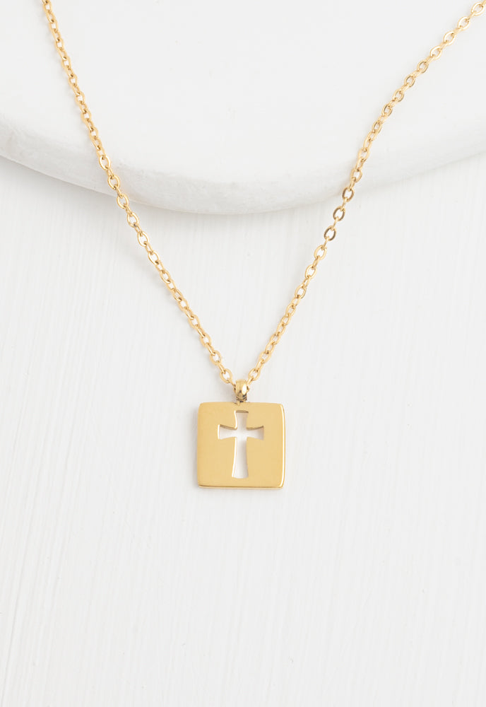 Gold Cross Cutout Necklace, Give Freedom to Women!