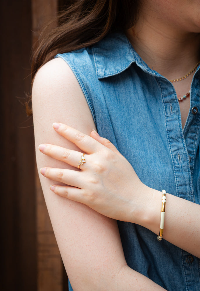 Hope Gold Cuff Bracelet in Ivory,Give women freedom!