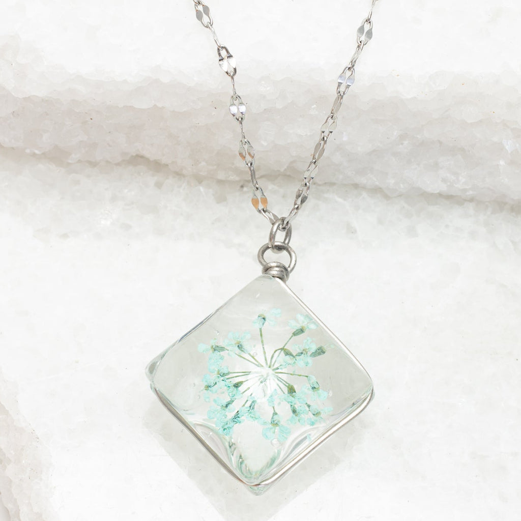 Mint Flower Crystal Necklace- Made by Survivors