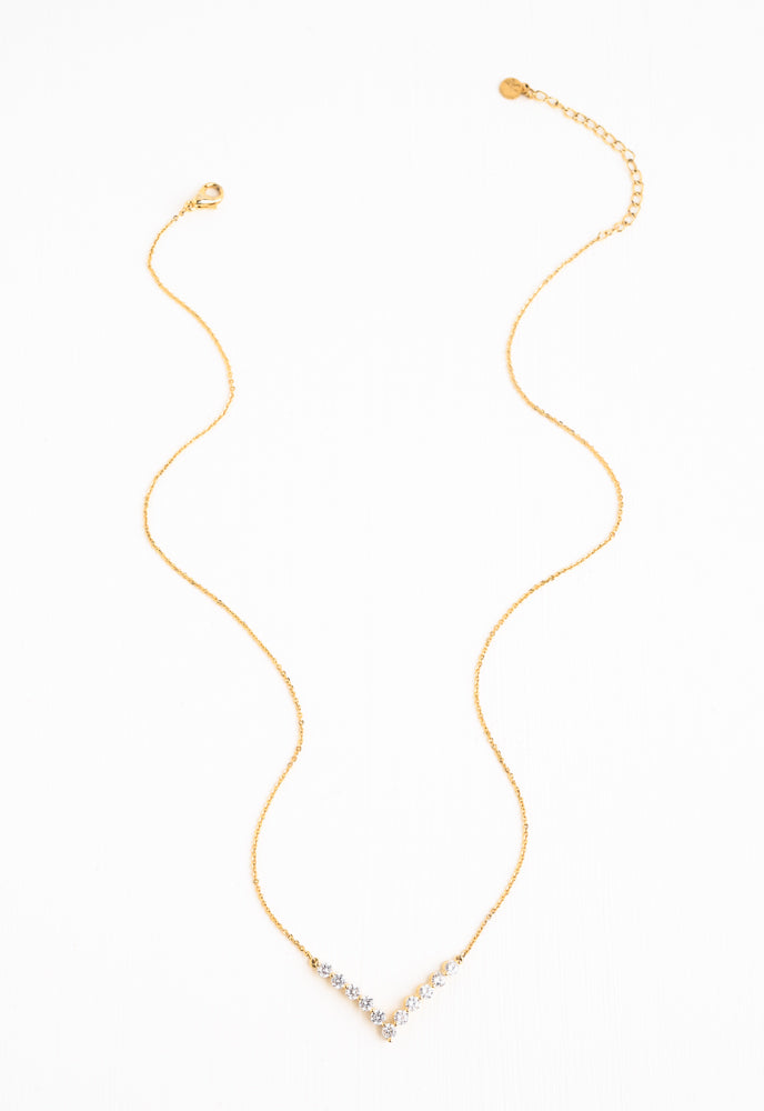 Brilliant Chevron V Zircon & Gold Necklace, Give exploited Women Freedom!