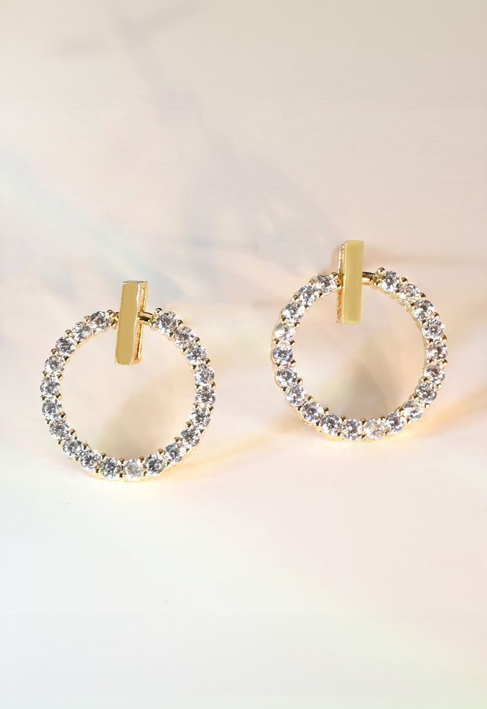 Circle Gold Zircon Stud Earrings- Made By Survivors