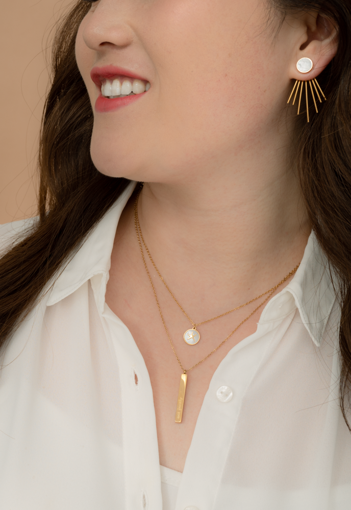 Mother of Pearl Gold Stud & Fringe Earrings, Give Freedom & Hope To Women!