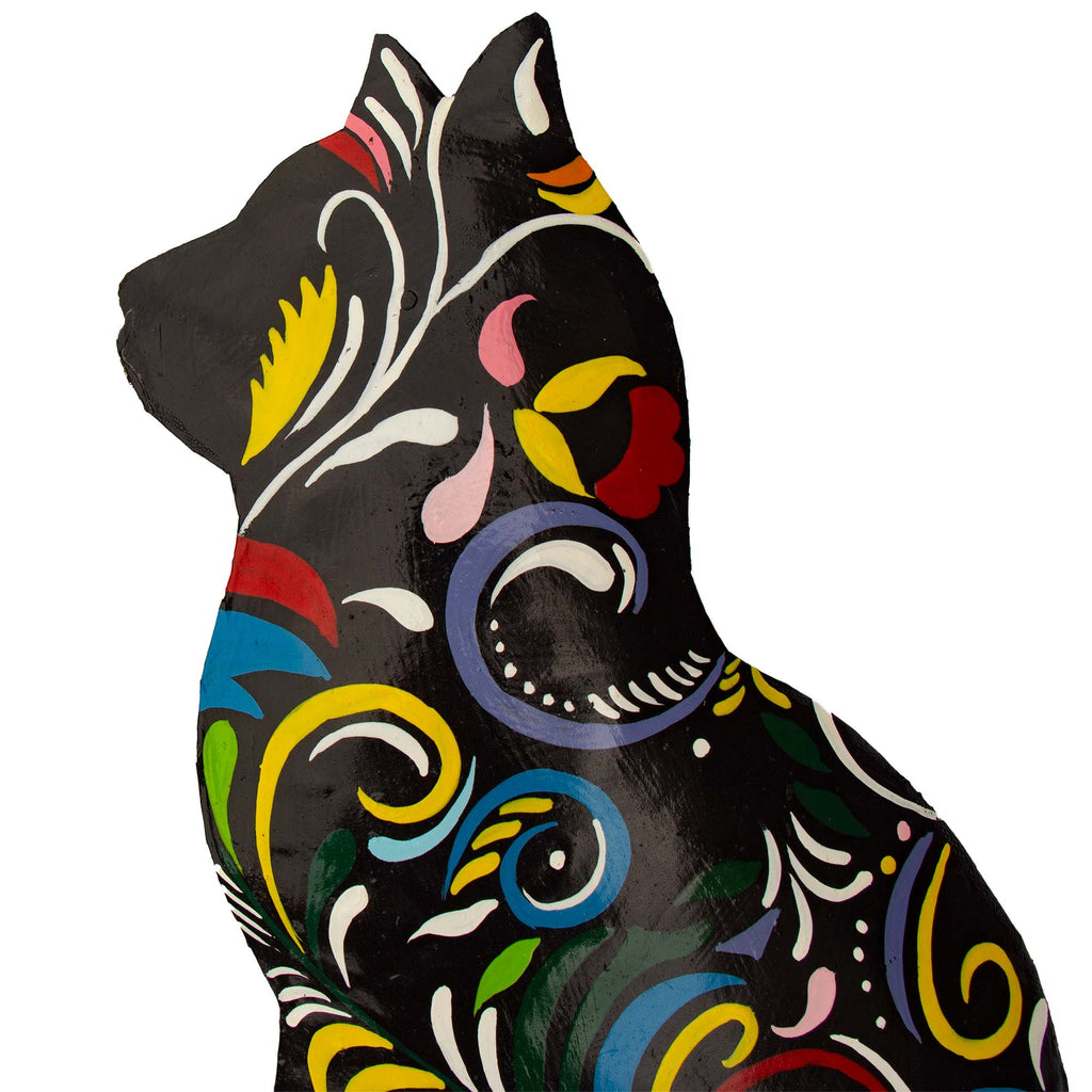 Hand Crafted Cat Wall Art made from Steel Drums, Hand Painted, Fair Trade, Haiti , 14.5 inch