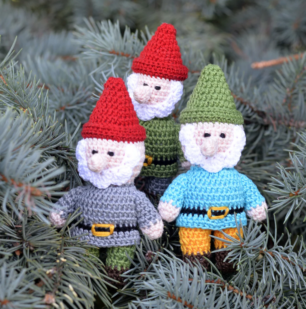 Set of 3 Hand Crochet Gnome Ornaments, Fair Trade from Armenia