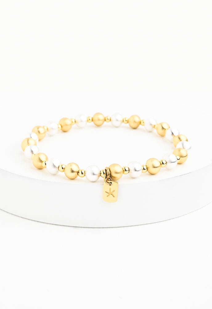 Silver and Gold Beaded Bracelet- Give Exploited Women Freedom!